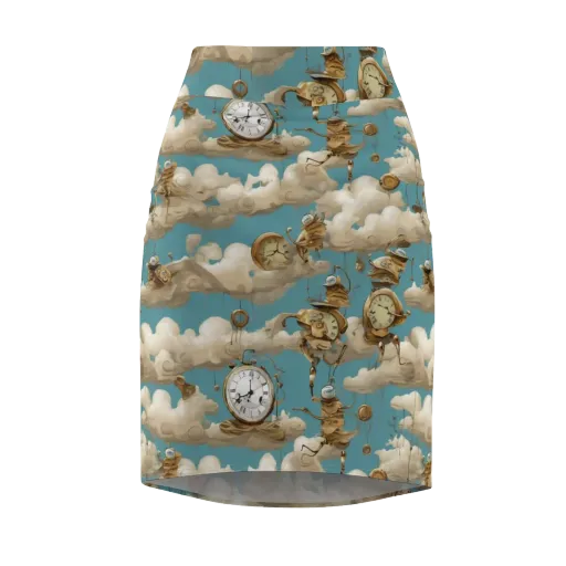 Cloudwork Clockwork on a Pencil Skirt
