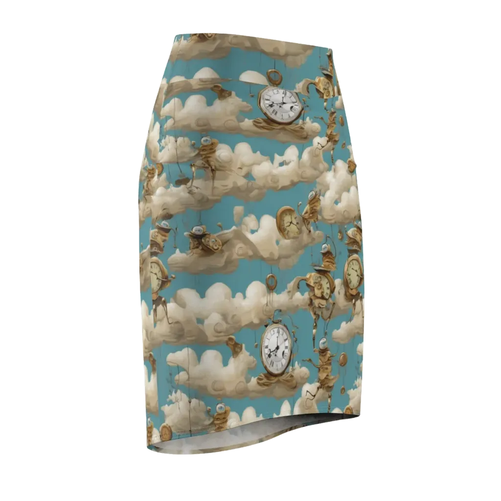 Cloudwork Clockwork on Pencil Skirt — Front Side