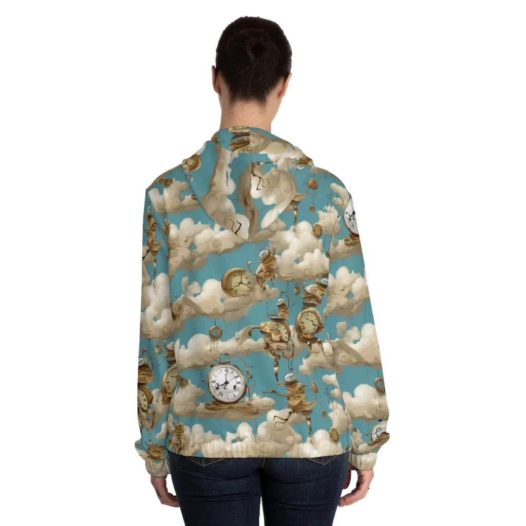 Cloudwork Clockwork on Women's Full-Zip Hoodie — Back On Person