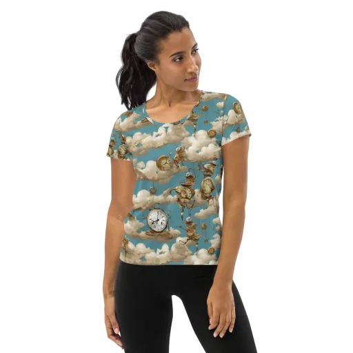Cloudwork Clockwork on a Women's Athletic T-Shirt