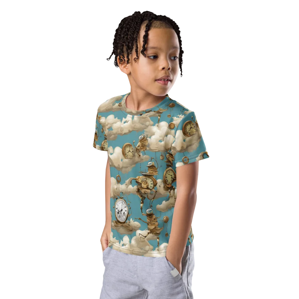 Cloudwork Clockwork on Kids Crew Neck T-Shirt — Left Front