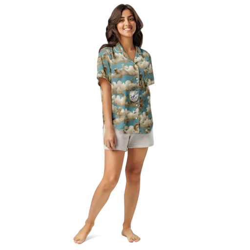 Cloudwork Clockwork on a Women's Short Sleeve Pajama Top