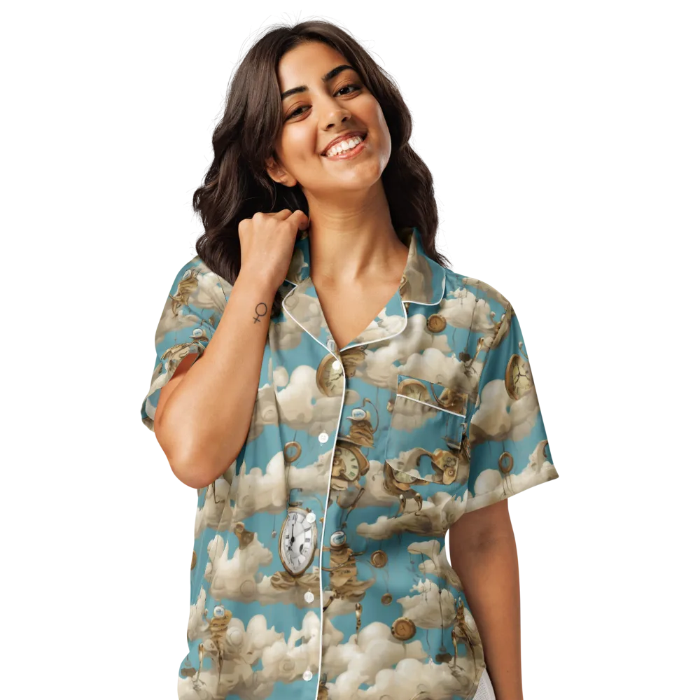 Cloudwork Clockwork on Women's Short Sleeve Pajama Top — Front