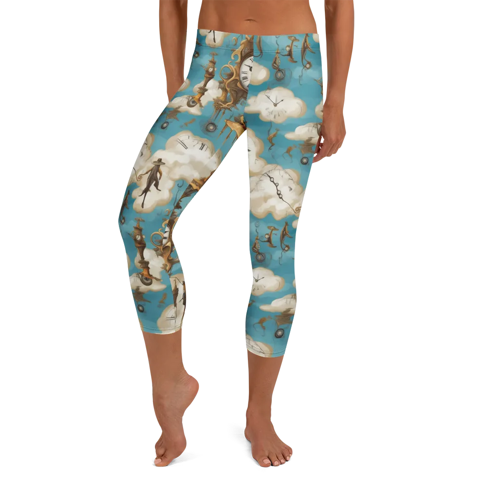 Clockwork Cloudscape on Capri Leggings — Front