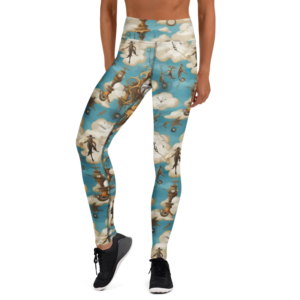Clockwork Cloudscape on Yoga Leggings — Front
