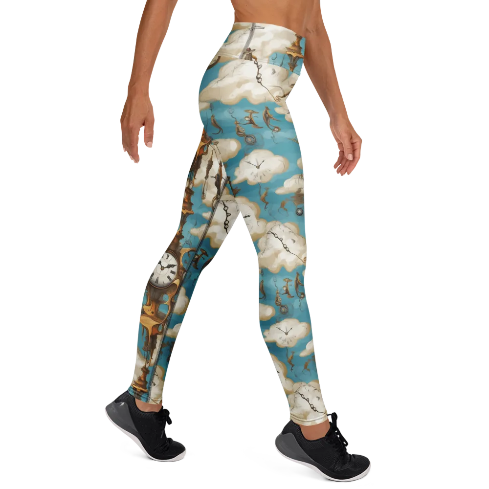 Clockwork Cloudscape on Yoga Leggings — Right