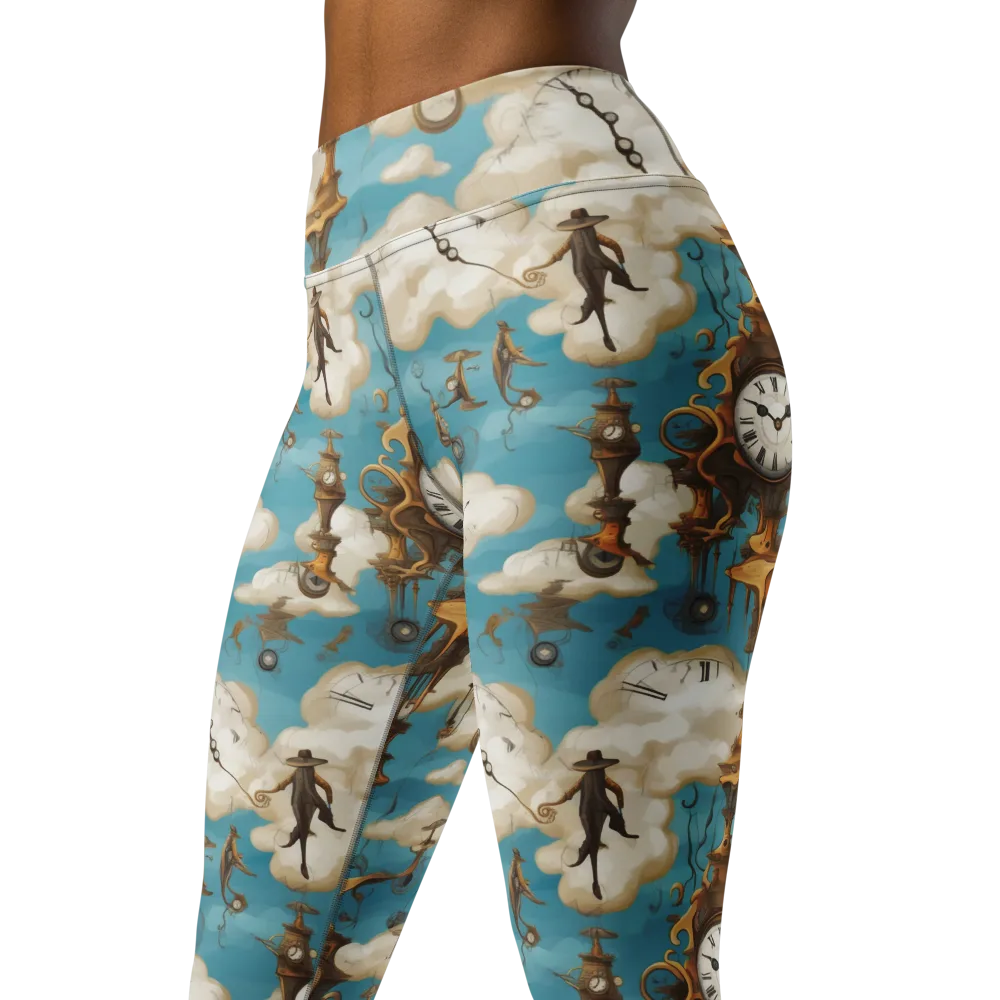 Clockwork Cloudscape on Yoga Leggings — Left Front