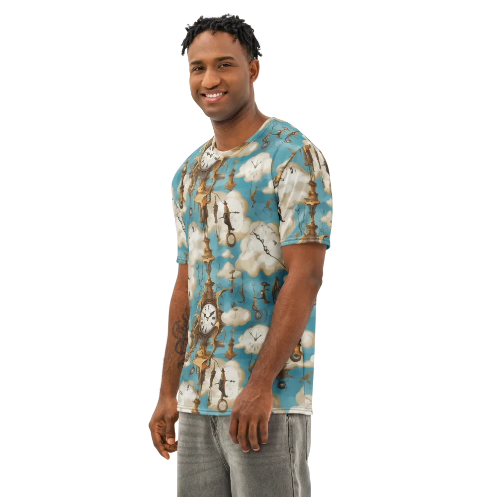 Clockwork Cloudscape on Men's Cotton Crew Neck T-Shirt — Left Front