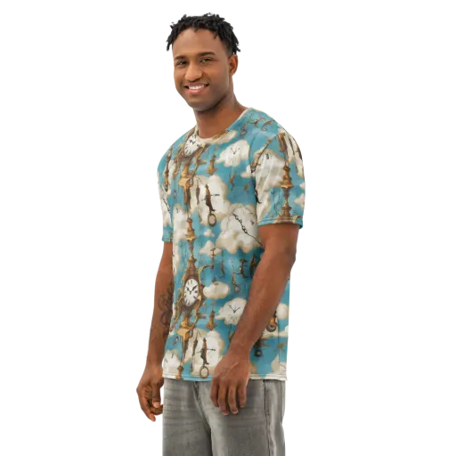 Clockwork Cloudscape on a Men's Cotton Crew Neck T-Shirt