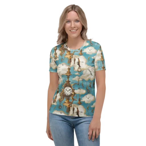 Clockwork Cloudscape on a Women's Crew Neck T-Shirt