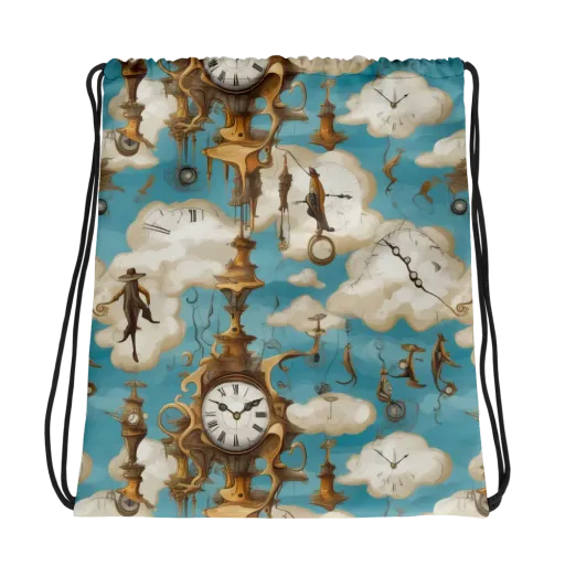 Clockwork Cloudscape on a Drawstring Bag