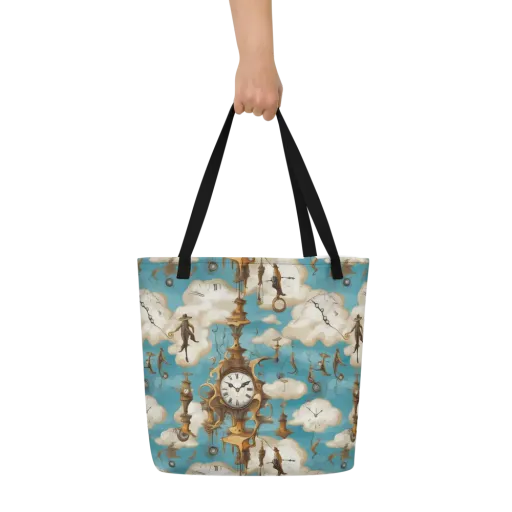 Clockwork Cloudscape on a Large Tote Bag W/ Pocket