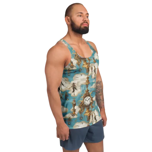 Clockwork Cloudscape on a Men's Tank Top