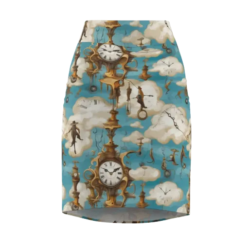 Clockwork Cloudscape on a Pencil Skirt