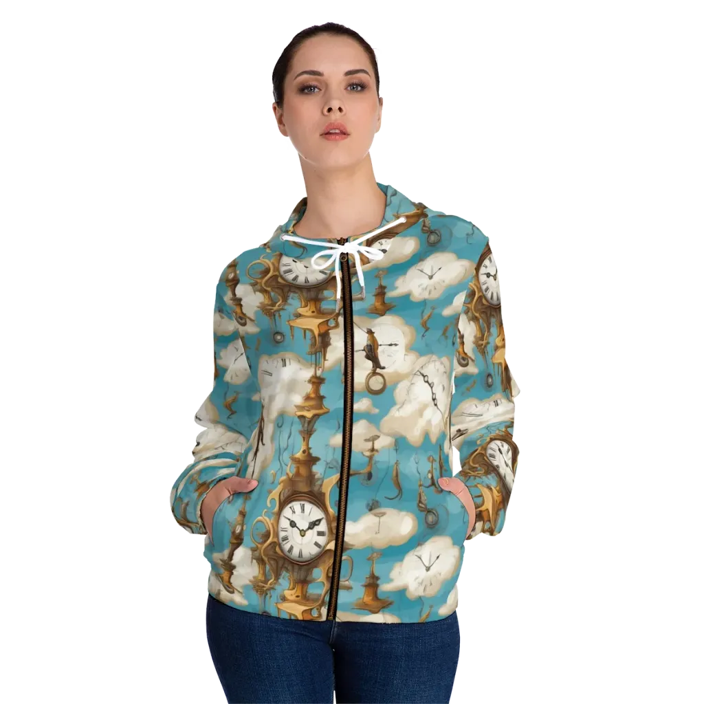 Clockwork Cloudscape on Women's Full-Zip Hoodie — Front On Person