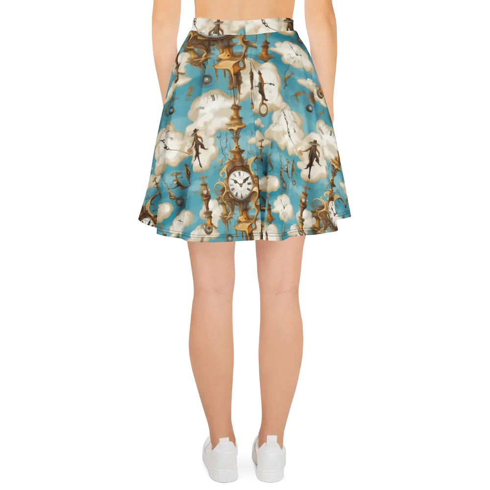 Clockwork Cloudscape on Skater Skirt — Back