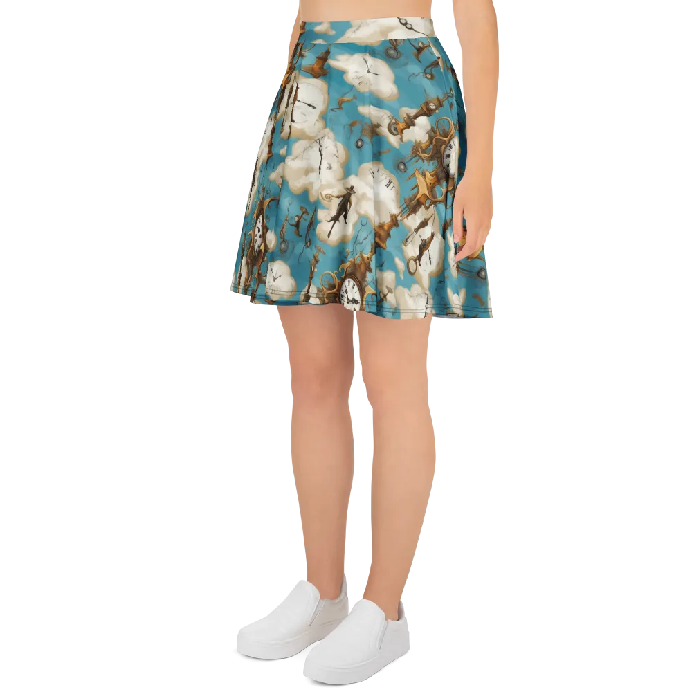 Clockwork Cloudscape on Skater Skirt — Left