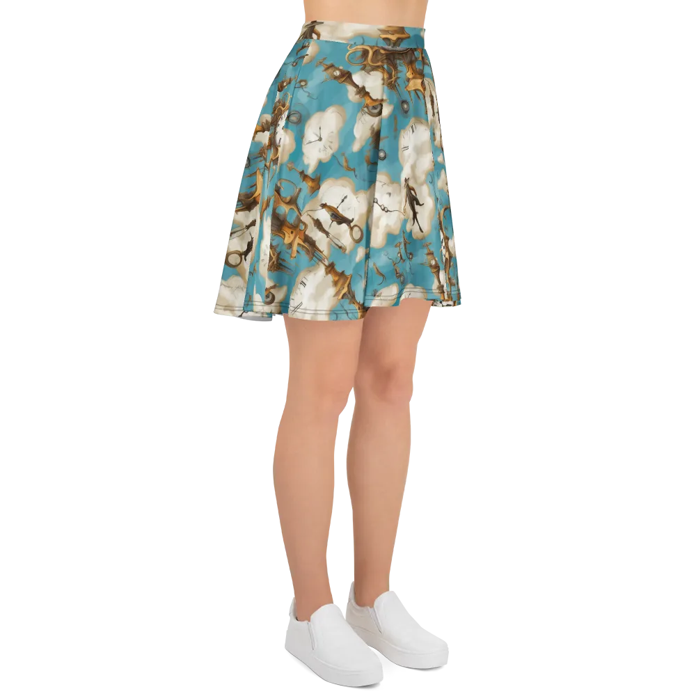 Clockwork Cloudscape on Skater Skirt — Right