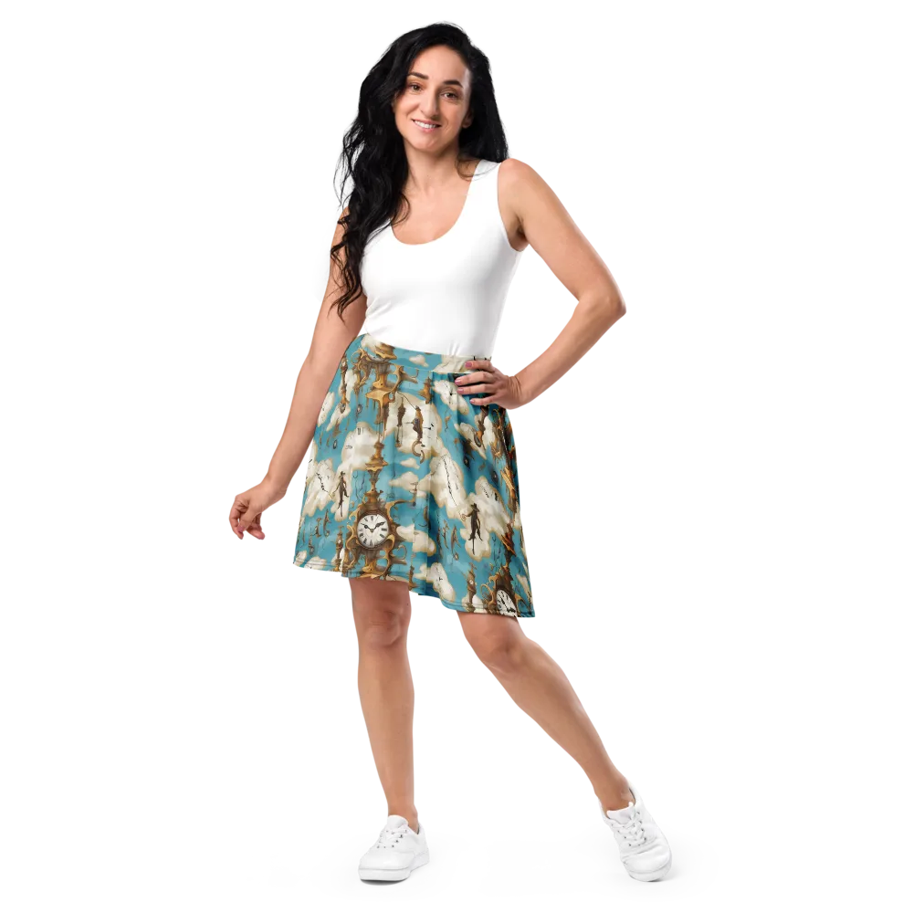 Clockwork Cloudscape on Skater Skirt — Front