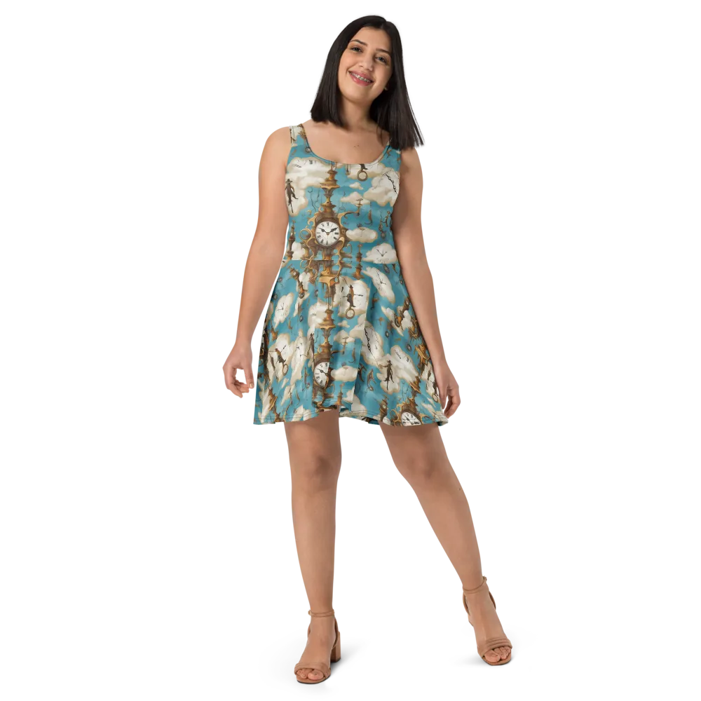 Clockwork Cloudscape on Skater Dress — Front