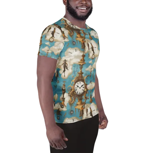 Clockwork Cloudscape on a Men's Athletic T-Shirt