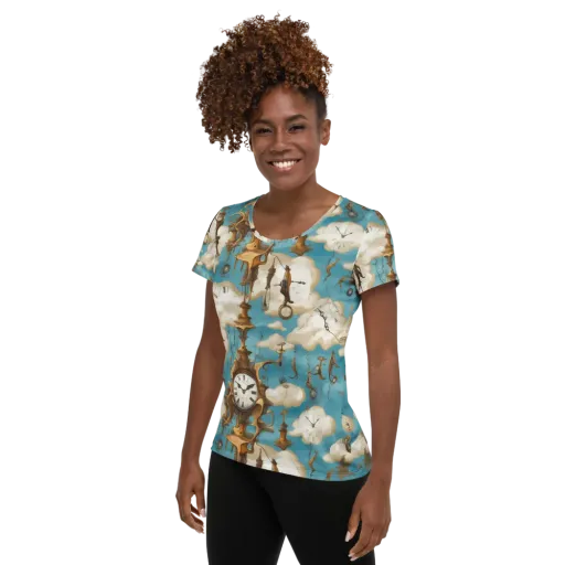 Clockwork Cloudscape on a Women's Athletic T-Shirt