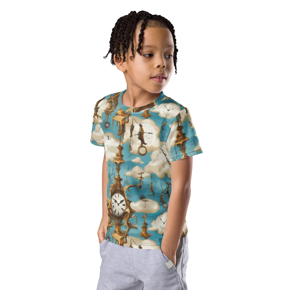 Clockwork Cloudscape on Kids Crew Neck T-Shirt — Left Front