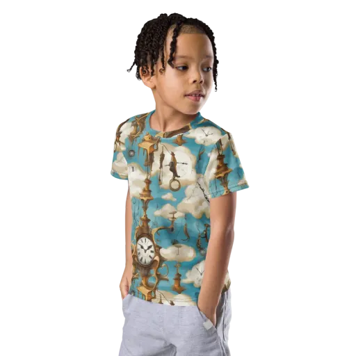 Clockwork Cloudscape on a Kids Crew Neck T-Shirt