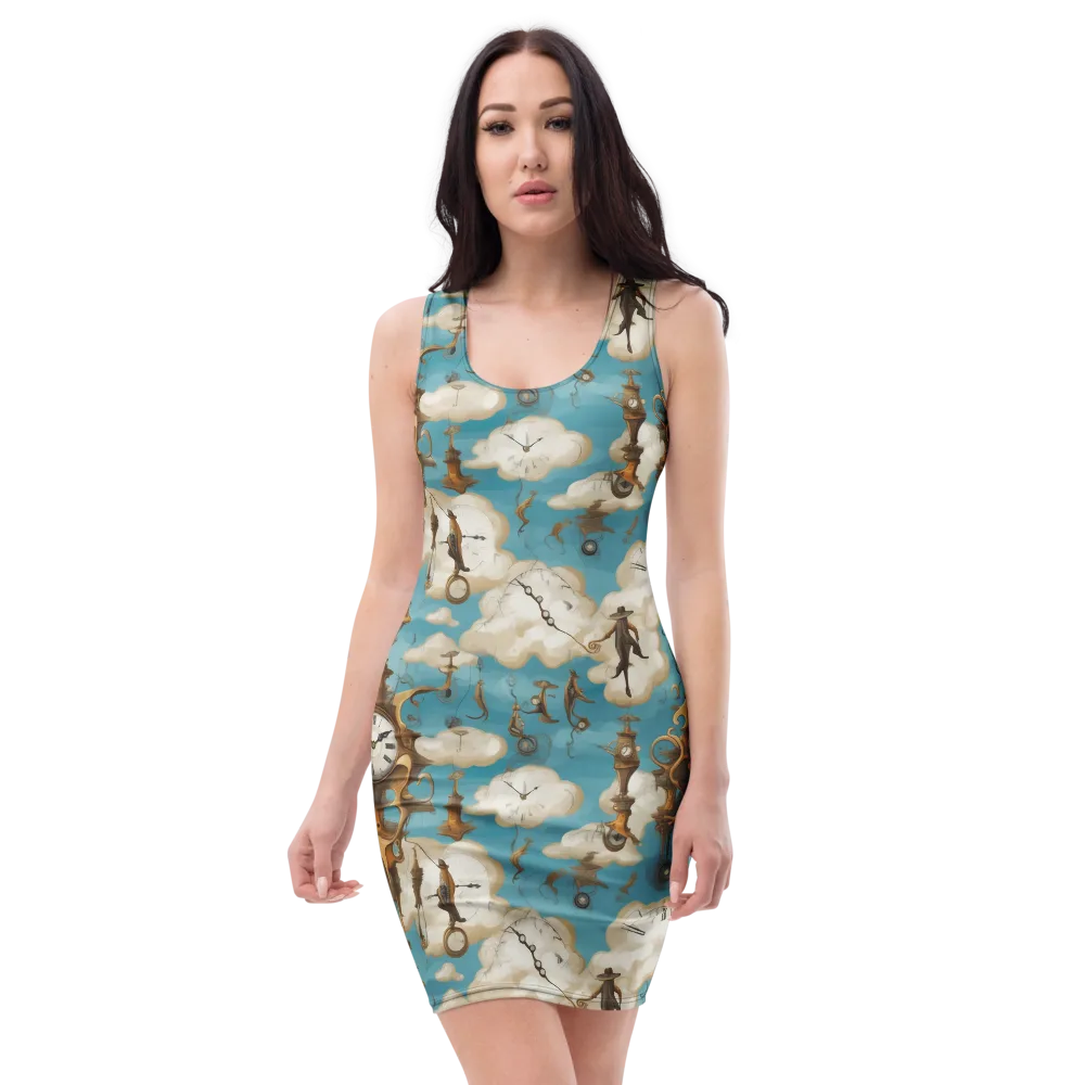 Clockwork Cloudscape on Bodycon Dress — Front