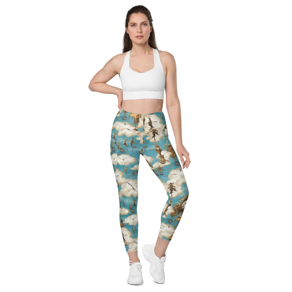 Clockwork Cloudscape on Leggings with Pockets — Front