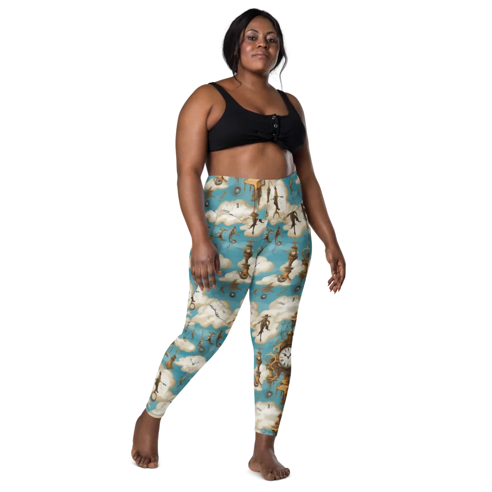 Clockwork Cloudscape on Leggings with Pockets — Front
