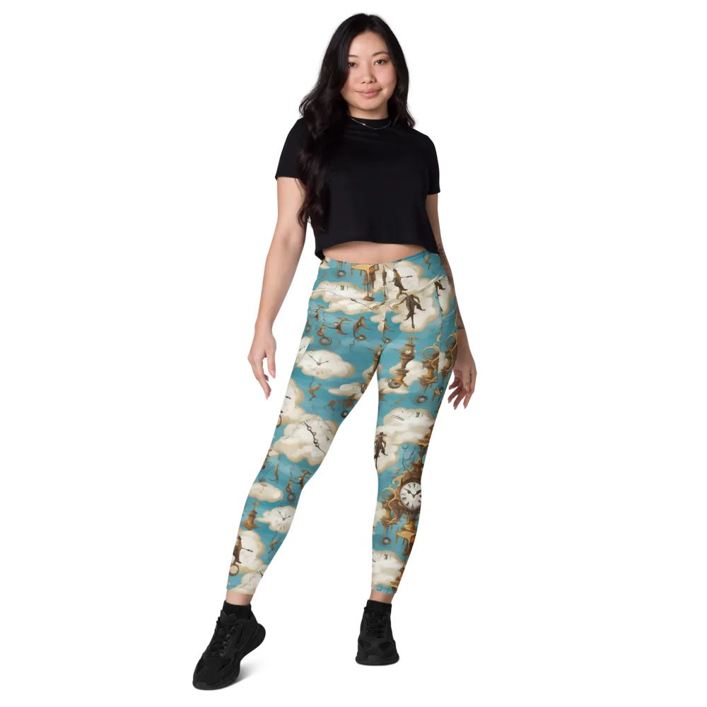 Clockwork Cloudscape on Leggings with Pockets — Front