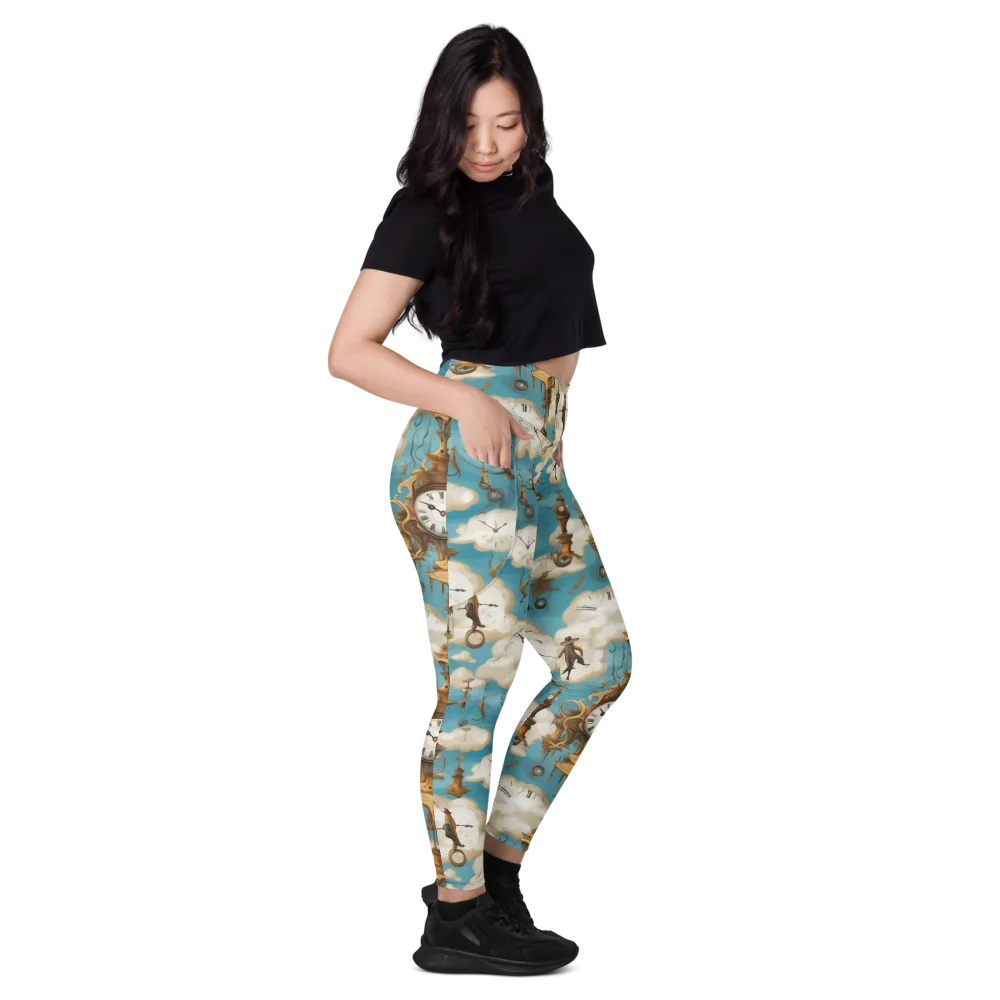Clockwork Cloudscape on Leggings with Pockets — Right