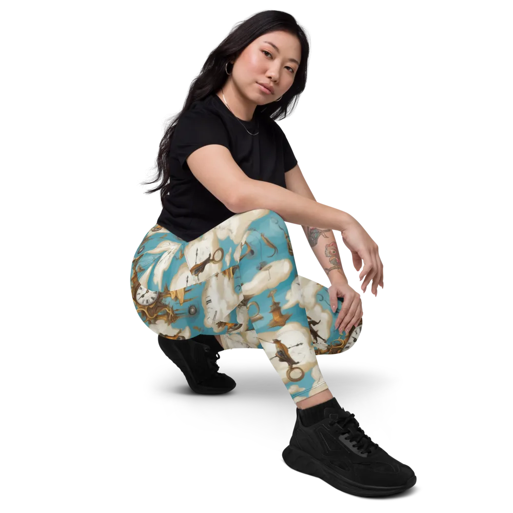 Clockwork Cloudscape on Leggings with Pockets — Right Front
