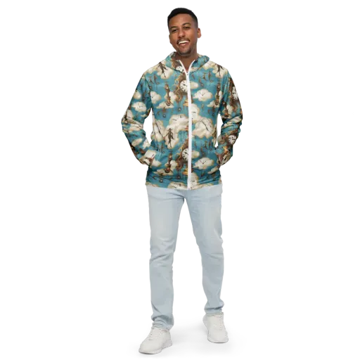 Clockwork Cloudscape on a Men's Windbreaker
