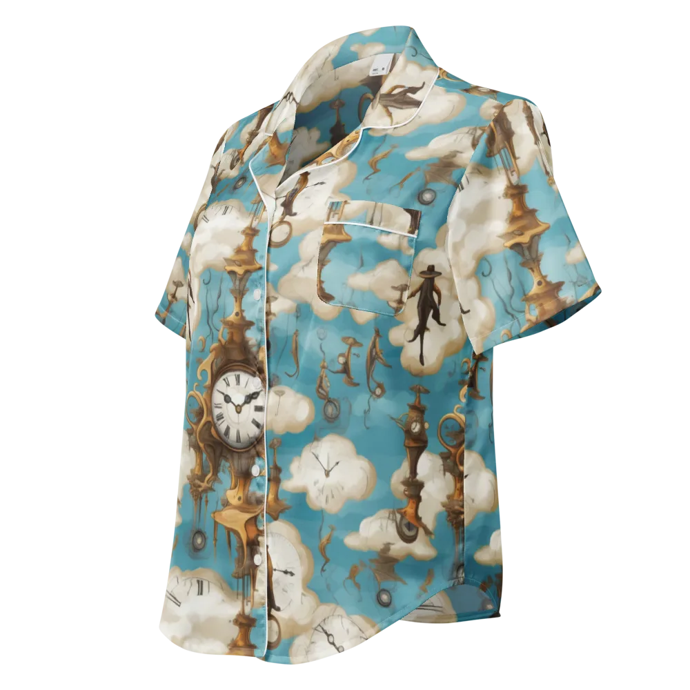Clockwork Cloudscape on Women's Short Sleeve Pajama Top — Left Front