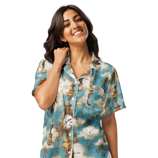 Clockwork Cloudscape on a Women's Short Sleeve Pajama Top