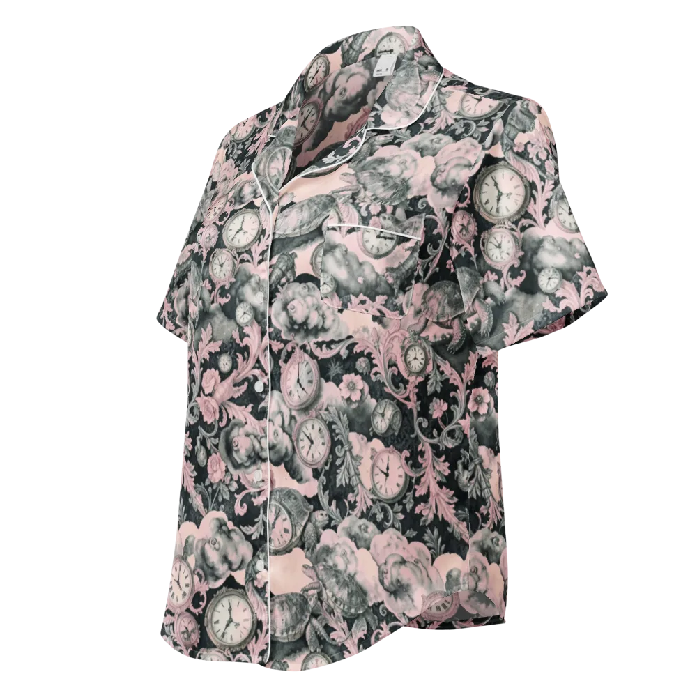 Tortoise Temporale on Women's Short Sleeve Pajama Top — Left Front