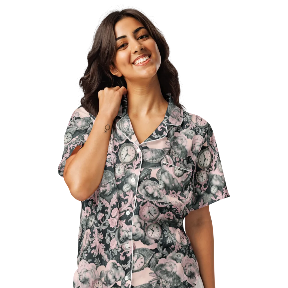 Tortoise Temporale on Women's Short Sleeve Pajama Top — Front