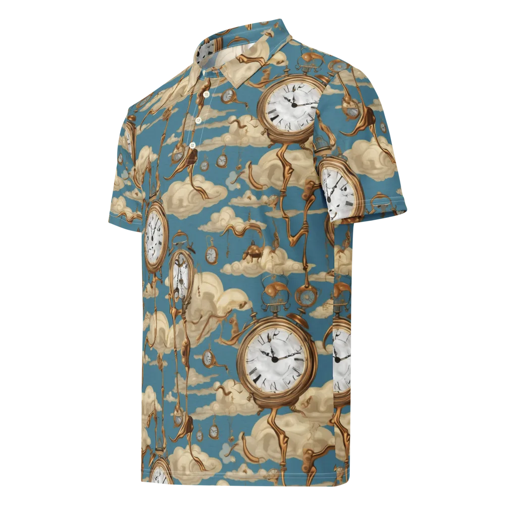 Cloudwork Clock on Men's Slim Fit Polo Shirt — Left Front