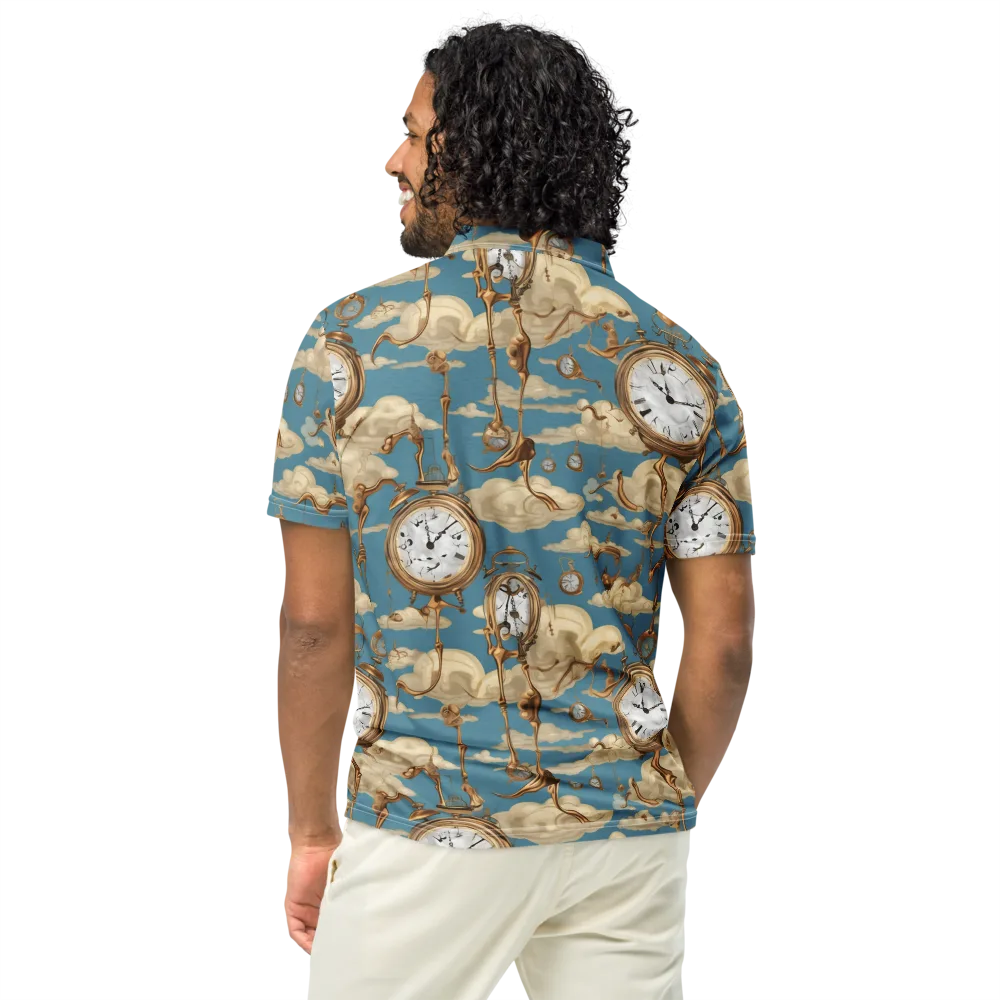 Cloudwork Clock on Men's Slim Fit Polo Shirt — Back