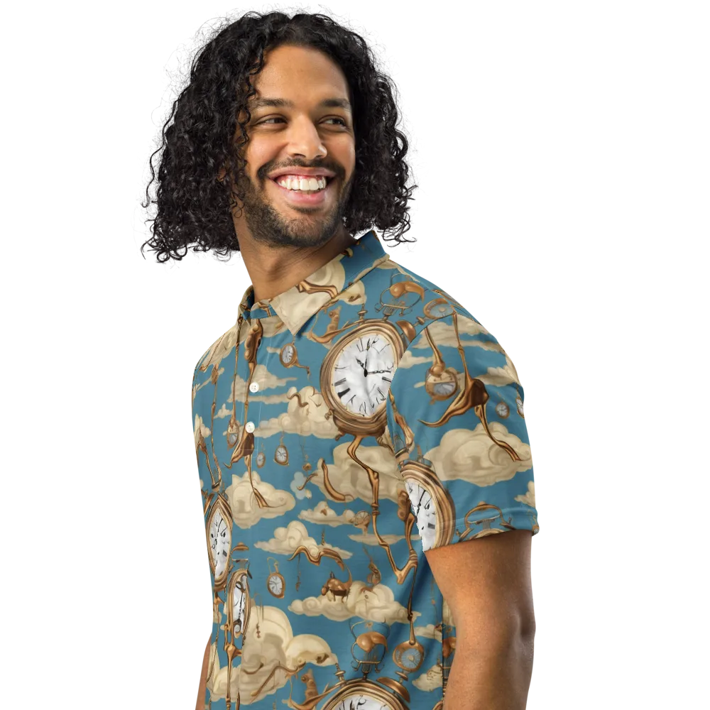 Cloudwork Clock on Men's Slim Fit Polo Shirt — Left Front