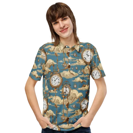 Cloudwork Clock on a Men's Slim Fit Polo Shirt
