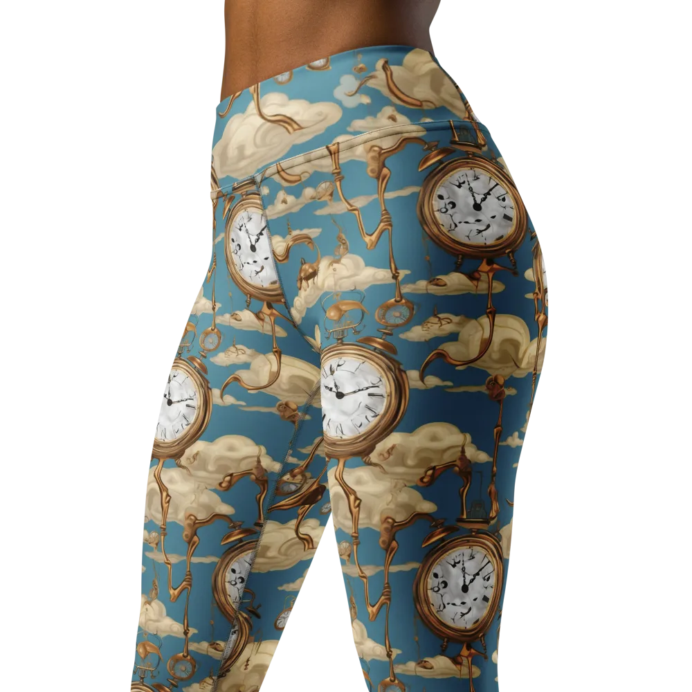 Cloudwork Clock on Yoga Leggings — Left Front