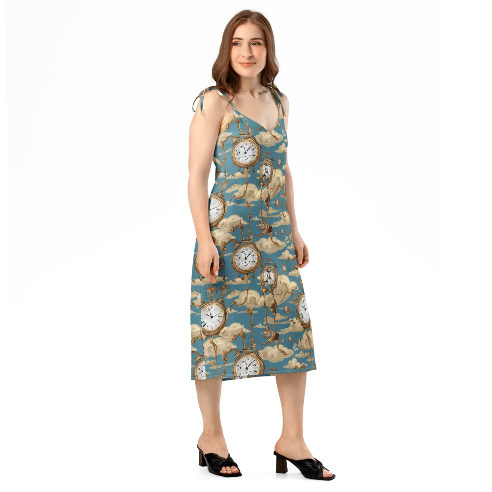 Cloudwork Clock on Slip Dress — Right Front