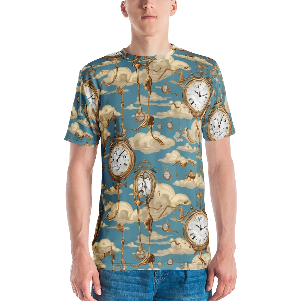 Cloudwork Clock on Men's Crew Neck T-Shirt — Front