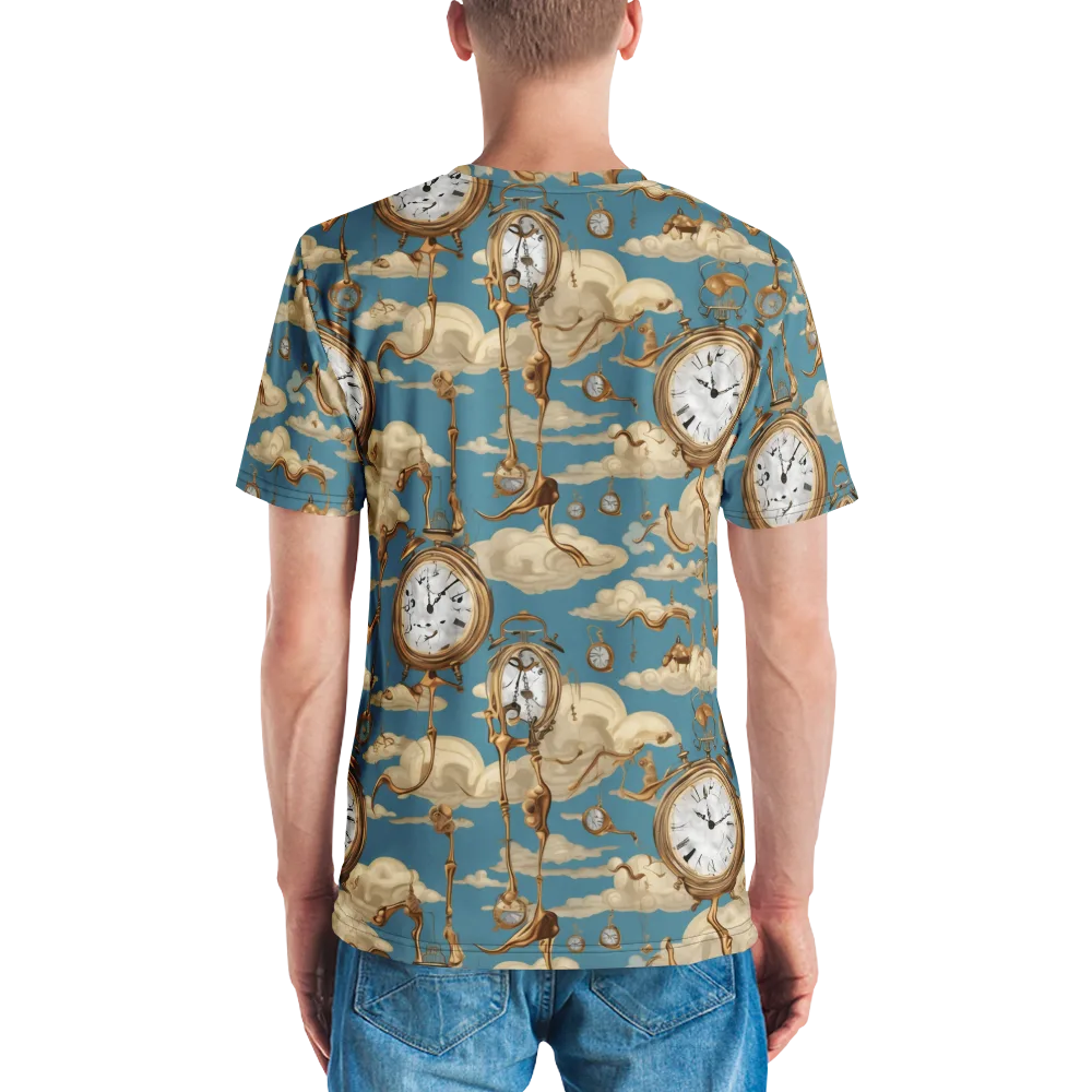 Cloudwork Clock on Men's Crew Neck T-Shirt — Back