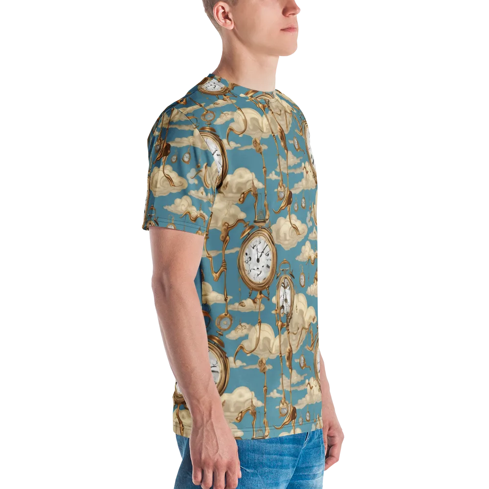 Cloudwork Clock on Men's Crew Neck T-Shirt — Right