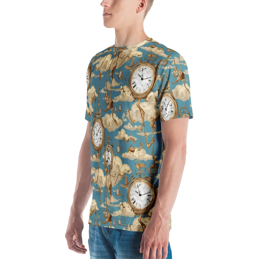 Cloudwork Clock on Men's Crew Neck T-Shirt — Left
