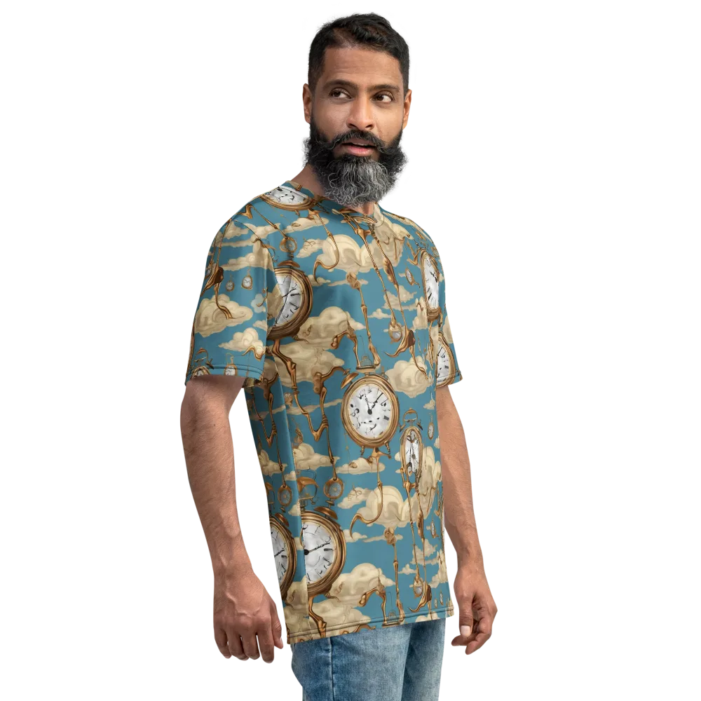 Cloudwork Clock on Men's Crew Neck T-Shirt — Right